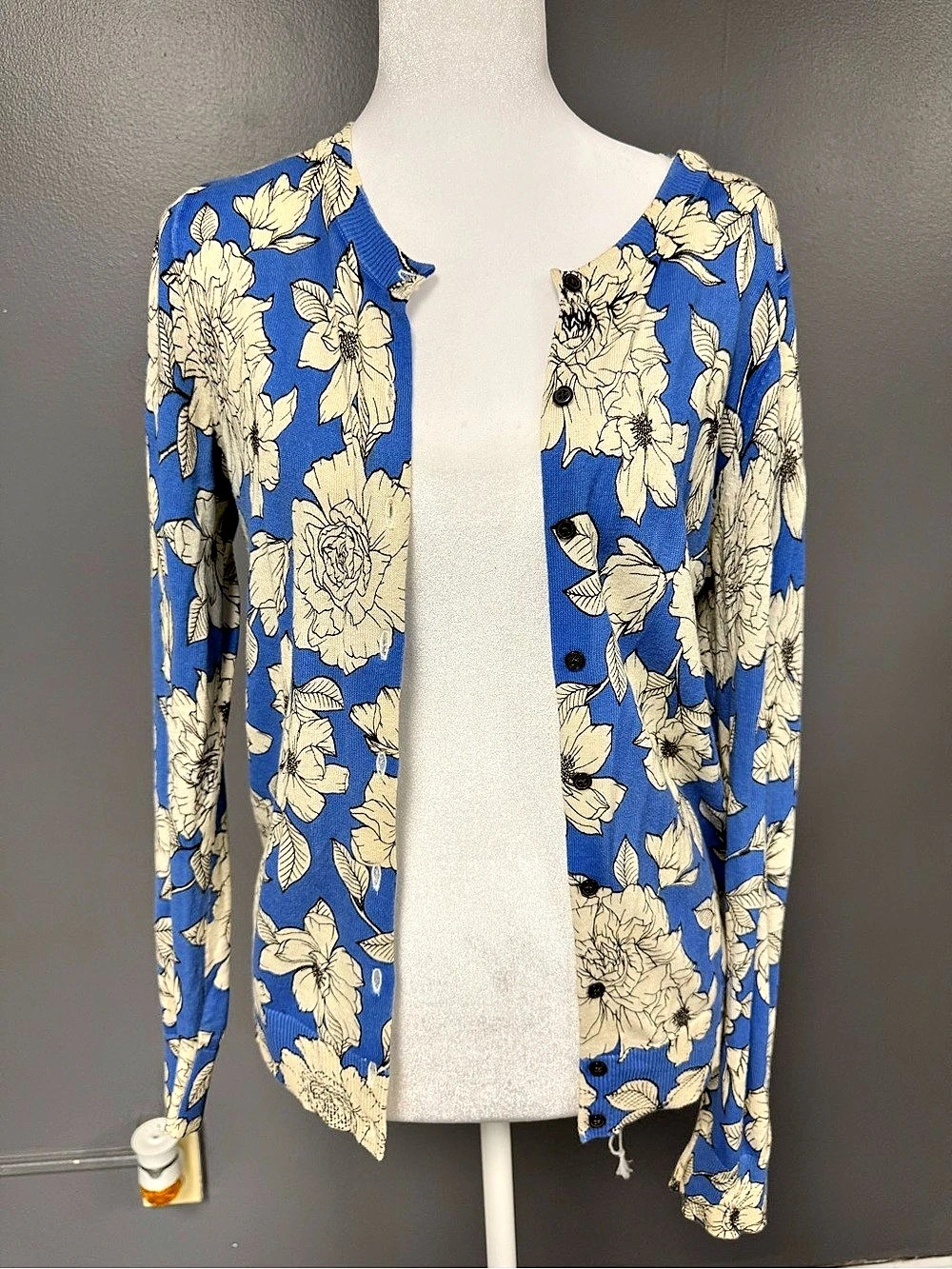 Banana Republic Floral Cardigan in Blue & Cream Size XS